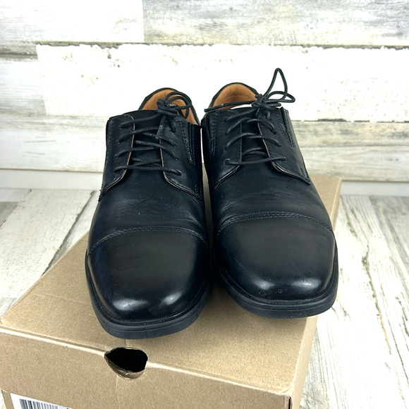 Clarks Tilden Cap Mens 9 Black Leather Oxford Work Dress Shoes NEW Comfort main image 4